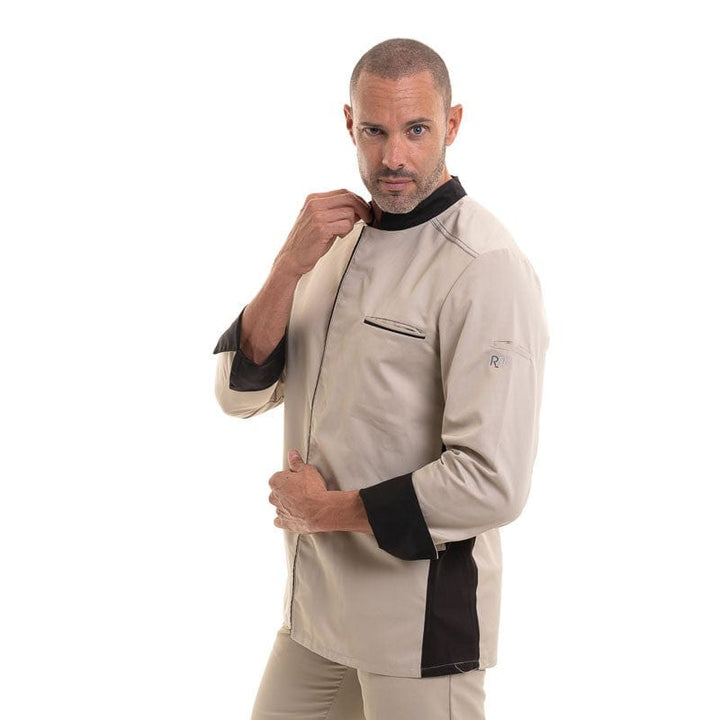 ABAX Ecru/Mocha Long Sleeve Chef Coat - ROBUR -  by Robur | MANELLI``