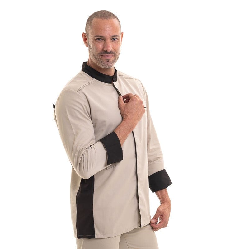 ABAX Ecru/Mocha Long Sleeve Chef Coat - ROBUR -  by Robur | MANELLI``