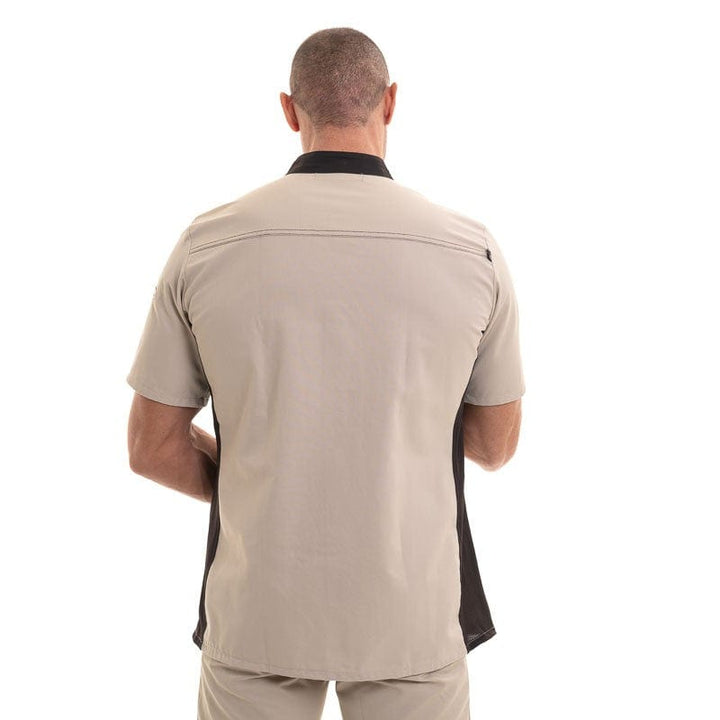 ABAX Kitchen Coat Ecru/Mocha Short Sleeves - ROBUR -  by Robur | MANELLI``
