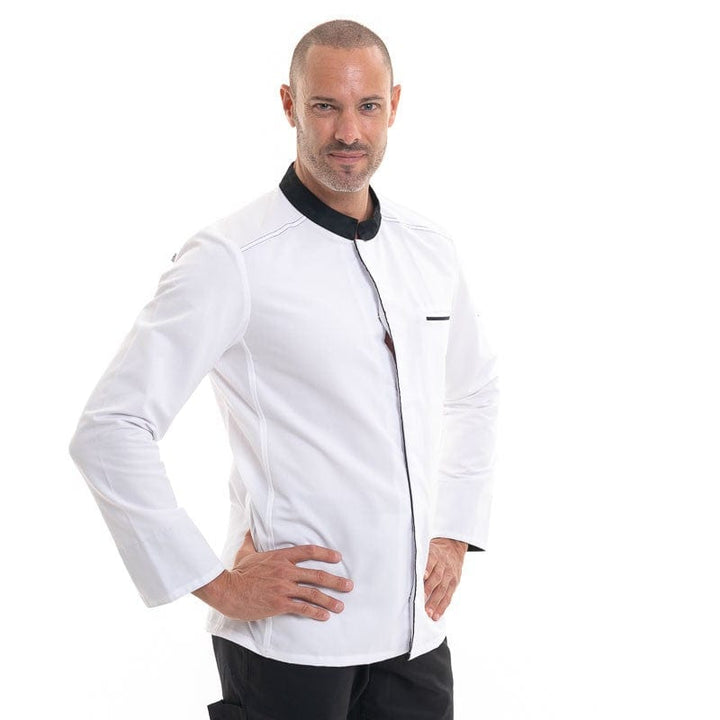 ABAX Long Sleeve Kitchen Coat White and Black - ROBUR -  by Robur | MANELLI``