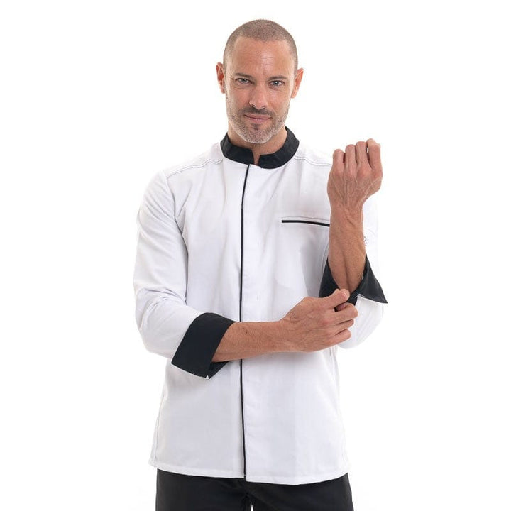 ABAX Long Sleeve Kitchen Coat White and Black - ROBUR -  by Robur | MANELLI``