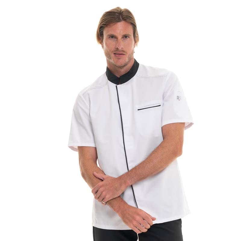 ABAX White and Black Short Sleeve Kitchen Coat - ROBUR -  by Robur | MANELLI``