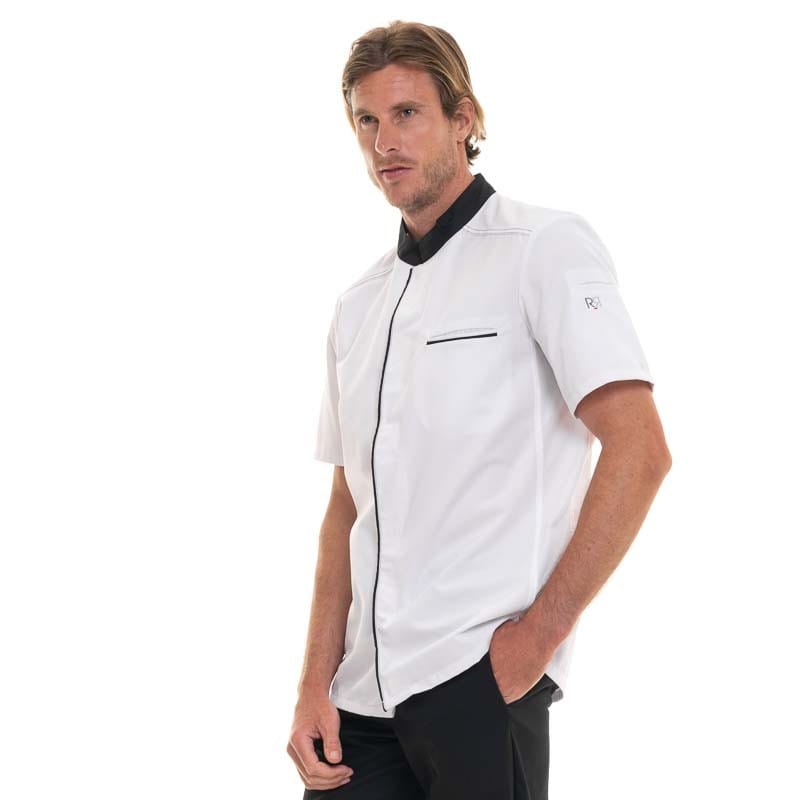 ABAX White and Black Short Sleeve Kitchen Coat - ROBUR -  by Robur | MANELLI``