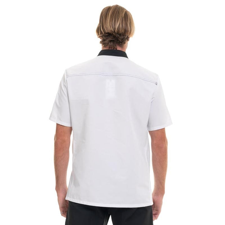 ABAX White and Black Short Sleeve Kitchen Coat - ROBUR -  by Robur | MANELLI``