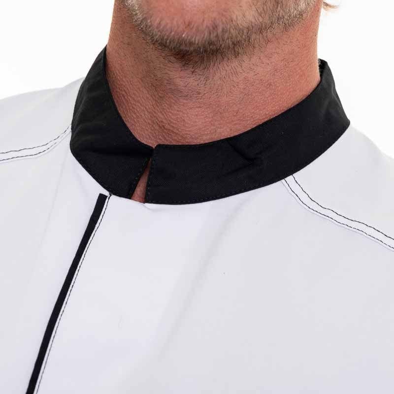 ABAX White and Black Short Sleeve Kitchen Coat - ROBUR -  by Robur | MANELLI``