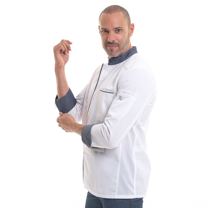 ABAX White and Denim Kitchen Coat - ROBUR -  by Robur | MANELLI``