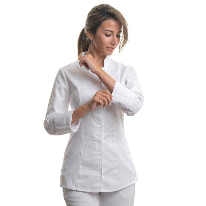 ABELLA Women's White Long Sleeve Kitchen Coat - ROBUR -  by Robur | MANELLI``