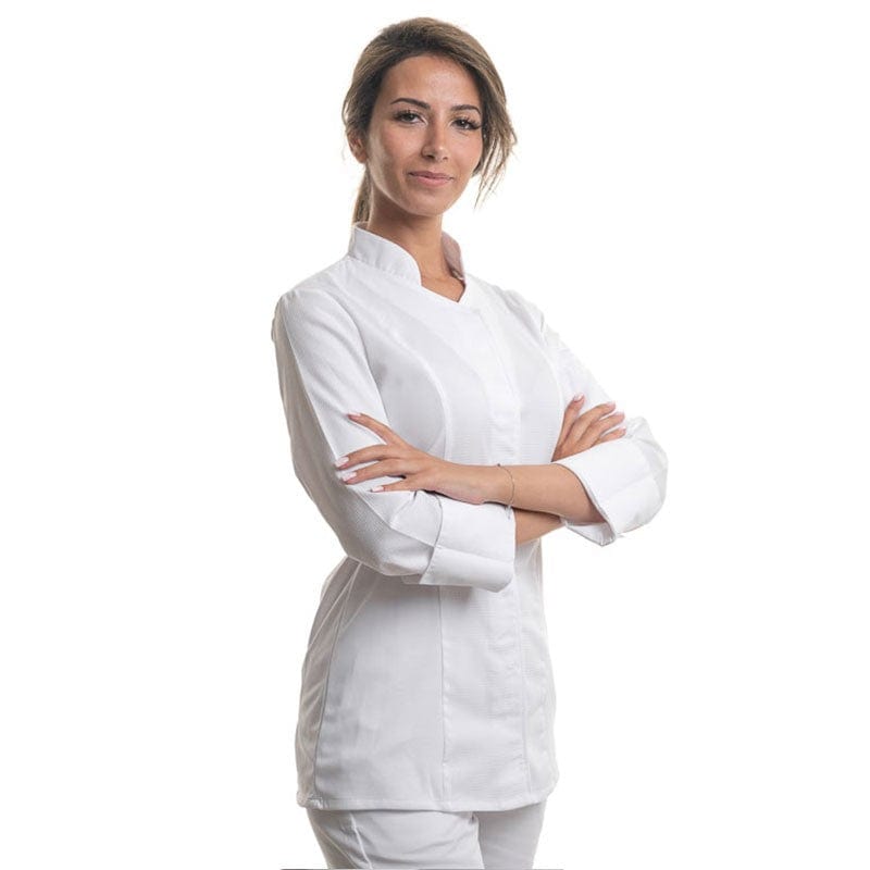 ABELLA Women's White Long Sleeve Kitchen Coat - ROBUR -  by Robur | MANELLI``