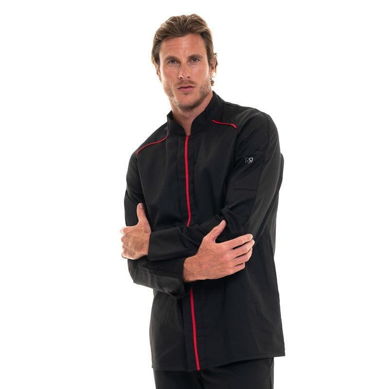 Apollo Black Red Long Sleeve Kitchen Coat - ROBUR -  by Robur | MANELLI``