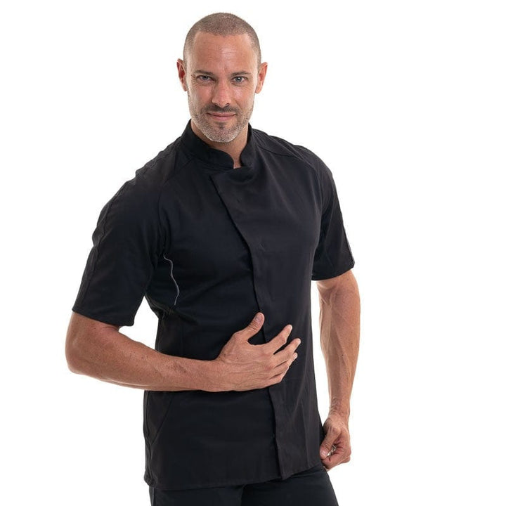 Benak Black Short Sleeve Kitchen Coat 37.5 Technology - ROBUR -  by Robur | MANELLI``