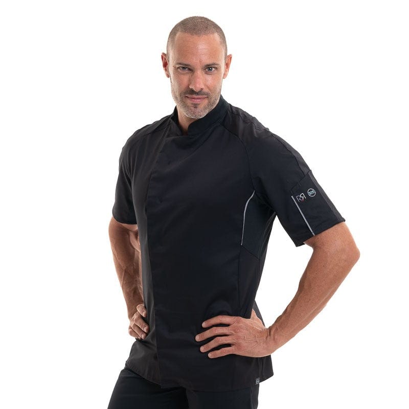 Benak Black Short Sleeve Kitchen Coat 37.5 Technology - ROBUR -  by Robur | MANELLI``