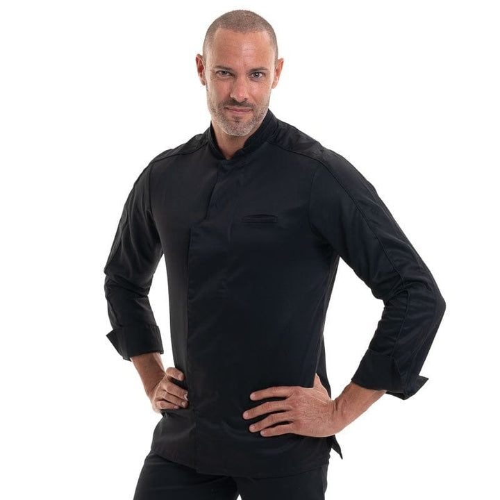 Bergame Black Long Sleeve Chef Coat - ROBUR -  by Robur | MANELLI``