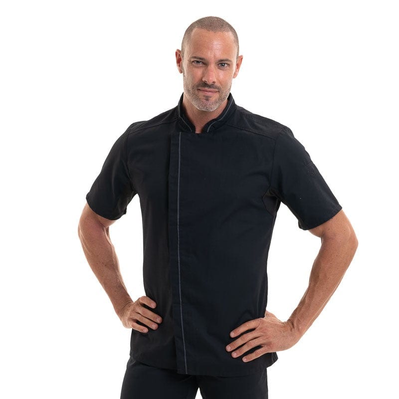 Black Aguila Breathable Short Sleeve Chef Coat - ROBUR -  by Robur | MANELLI``