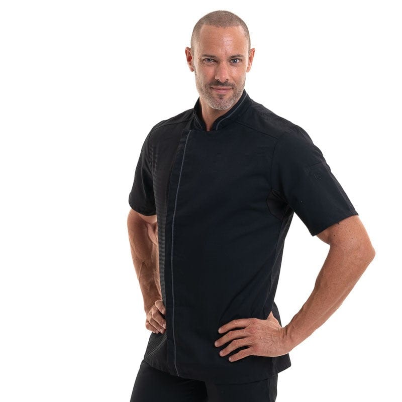 Black Aguila Breathable Short Sleeve Chef Coat - ROBUR -  by Robur | MANELLI``