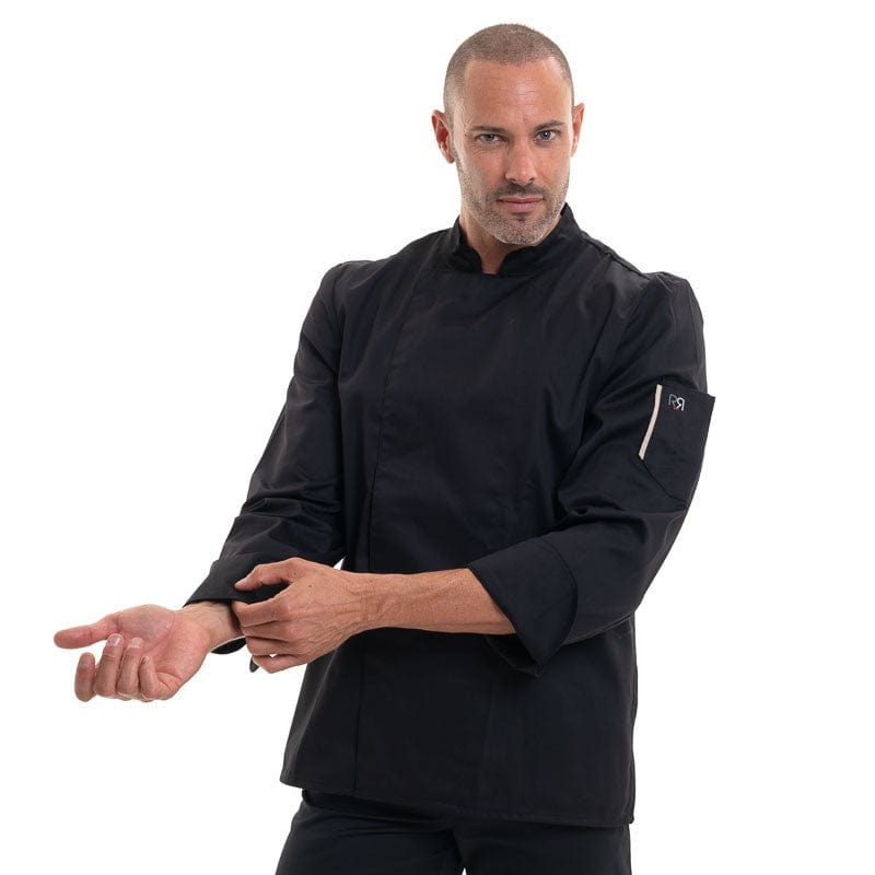 Black Chef Coat Long Sleeves INOX - ROBUR -  by Robur | MANELLI``