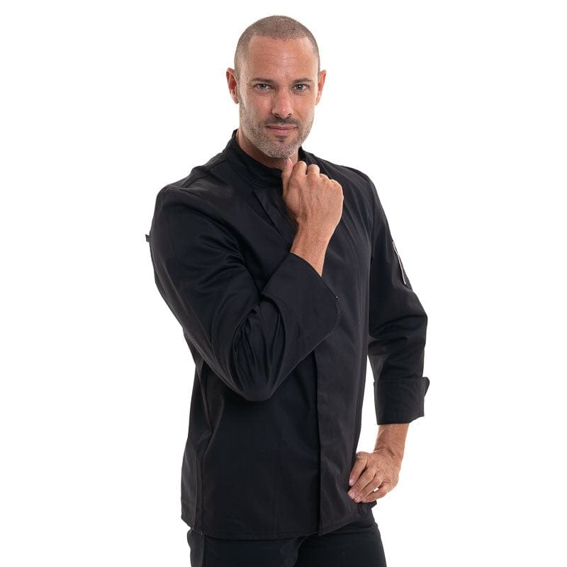 Black Chef Coat Long Sleeves INOX - ROBUR -  by Robur | MANELLI``