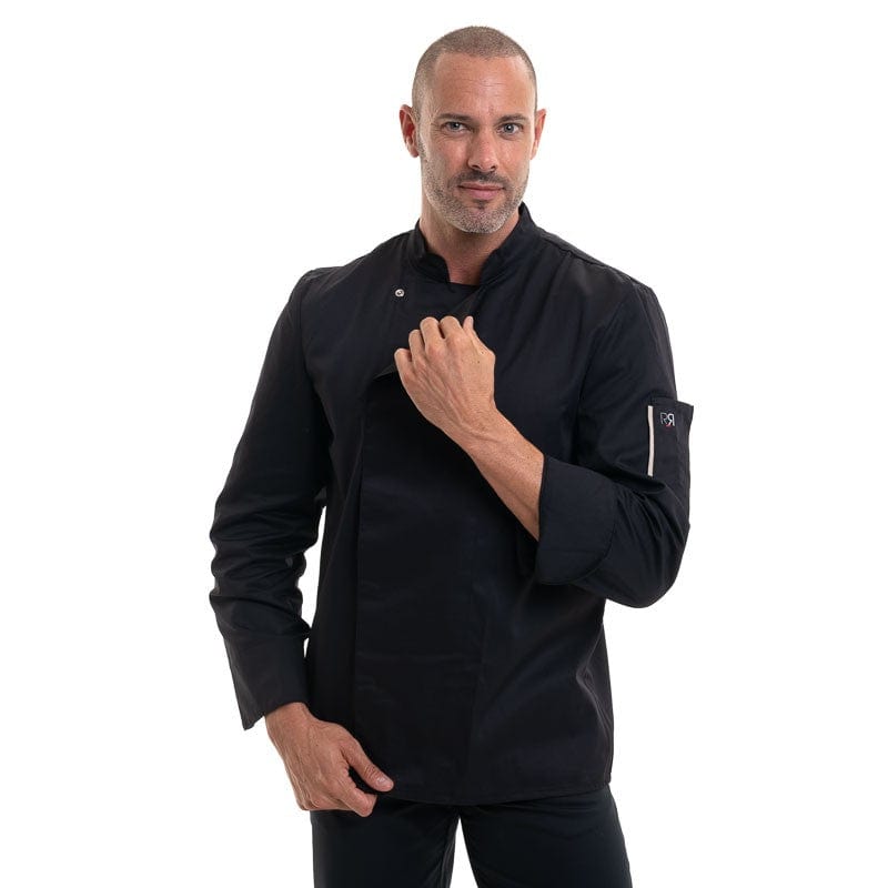 Black Chef Coat Long Sleeves INOX - ROBUR -  by Robur | MANELLI``