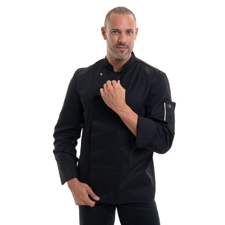 Black Chef Coat Long Sleeves INOX - ROBUR -  by Robur | MANELLI``