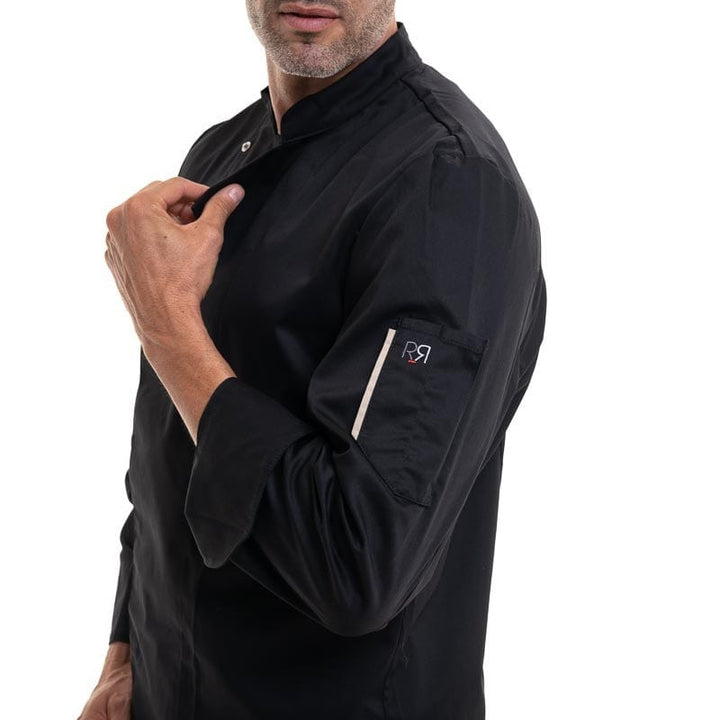 Black Chef Coat Long Sleeves INOX - ROBUR -  by Robur | MANELLI``