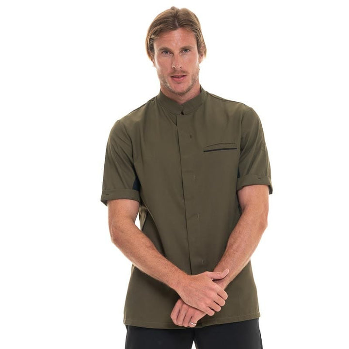 DUNES Olive/Black Short Sleeve Kitchen Coat - ROBUR -  by Robur | MANELLI``