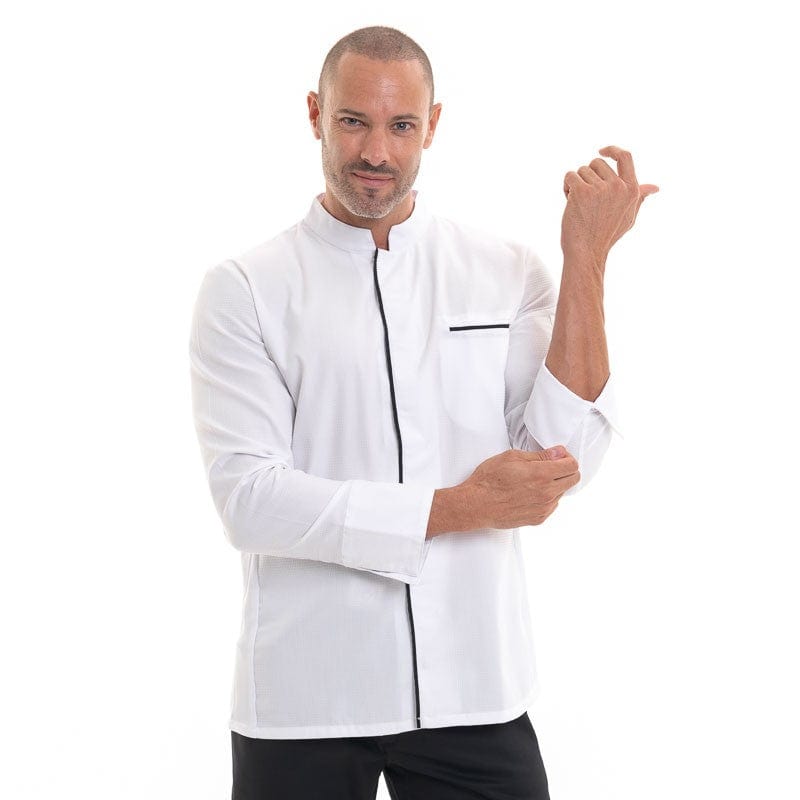 EKOL Men's White Long Sleeve Kitchen Coat - ROBUR -  by Robur | MANELLI``