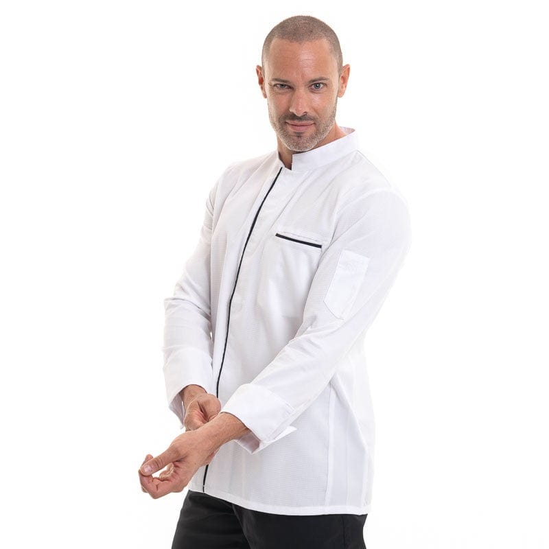 EKOL Men's White Long Sleeve Kitchen Coat - ROBUR -  by Robur | MANELLI``