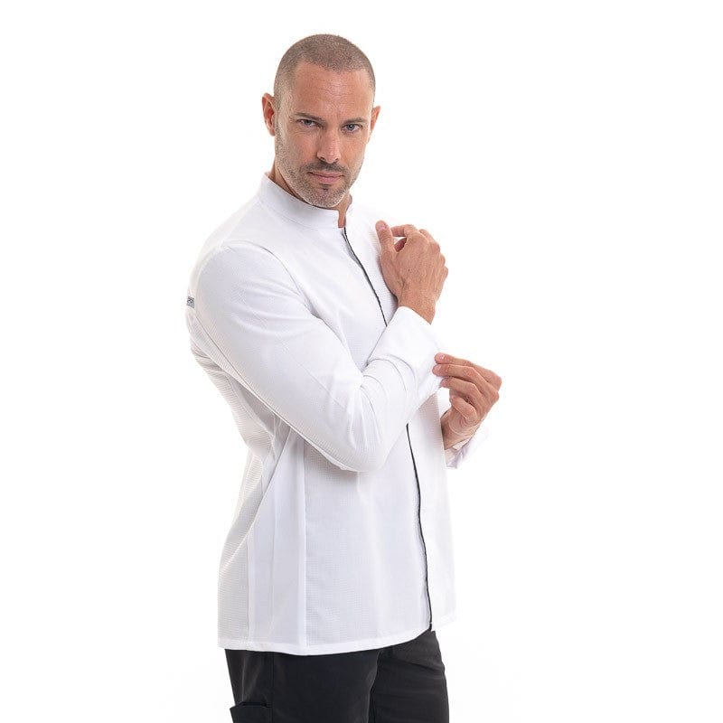 EKOL Men's White Long Sleeve Kitchen Coat - ROBUR -  by Robur | MANELLI``