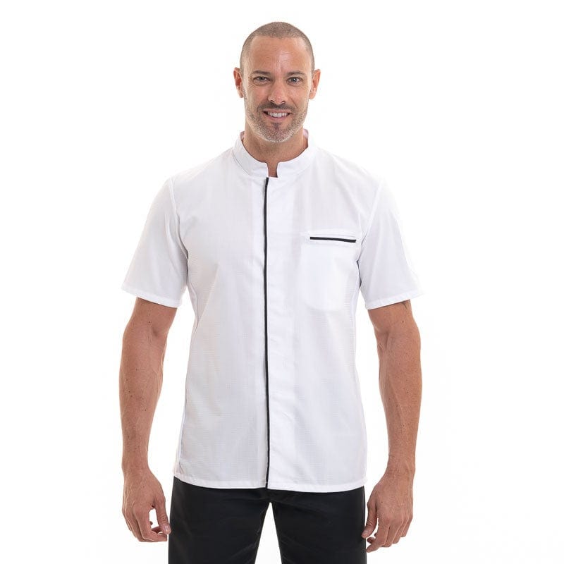 EKOL Men's White Short Sleeve Kitchen Coat - ROBUR -  by Robur | MANELLI``