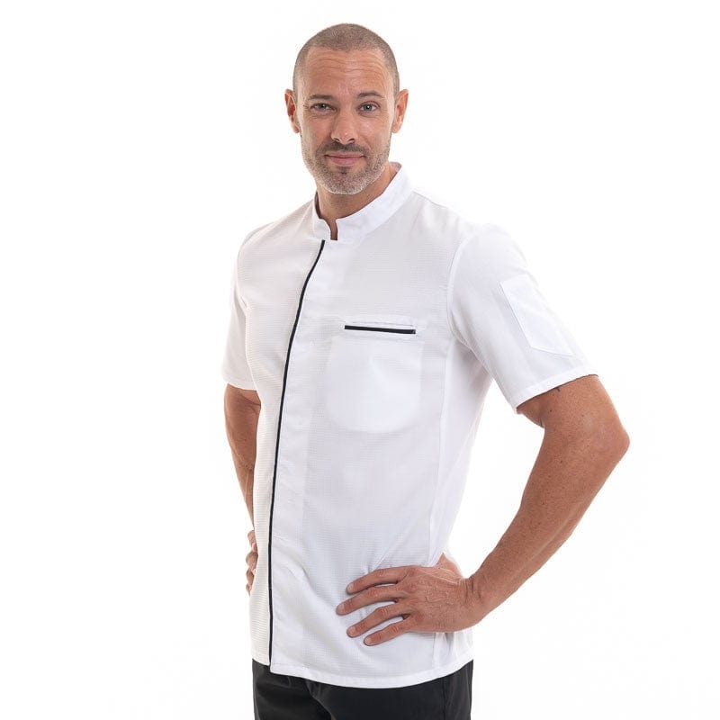 EKOL Men's White Short Sleeve Kitchen Coat - ROBUR -  by Robur | MANELLI``