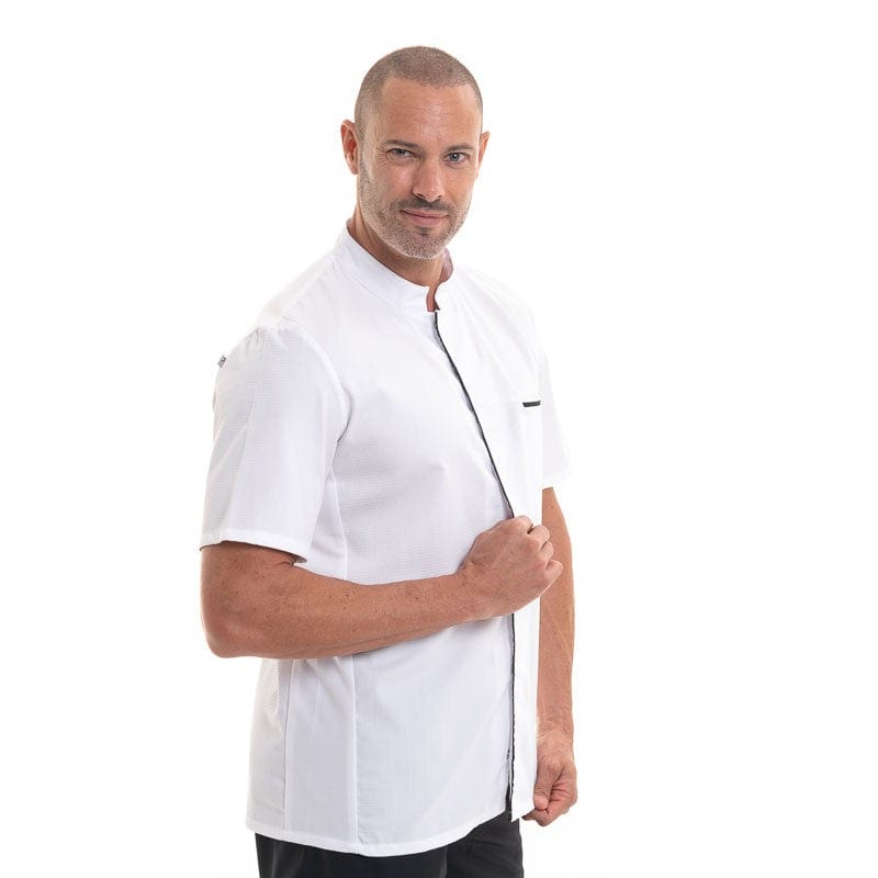 EKOL Men's White Short Sleeve Kitchen Coat - ROBUR -  by Robur | MANELLI``