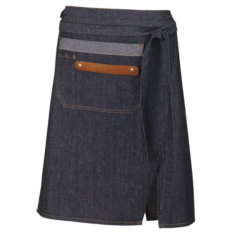 Haley Denim Apron with Raw Leather - ROBUR -  by Robur | MANELLI``