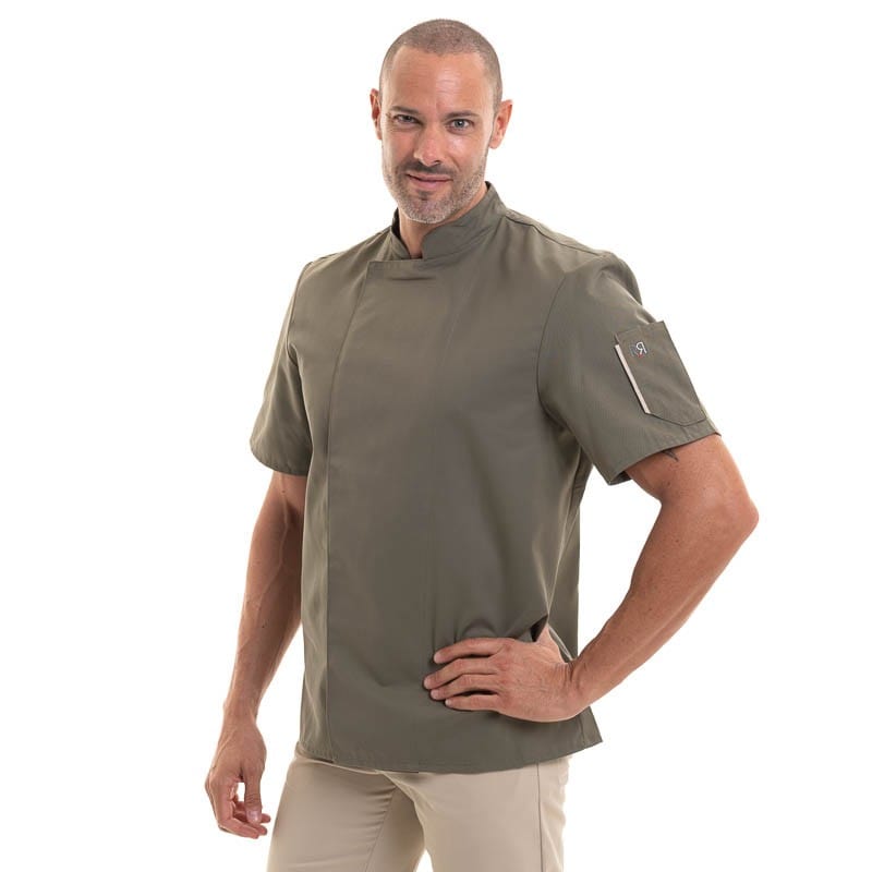 Khaki Short Sleeve Chef's Coat Nero - ROBUR -  by Robur | MANELLI``