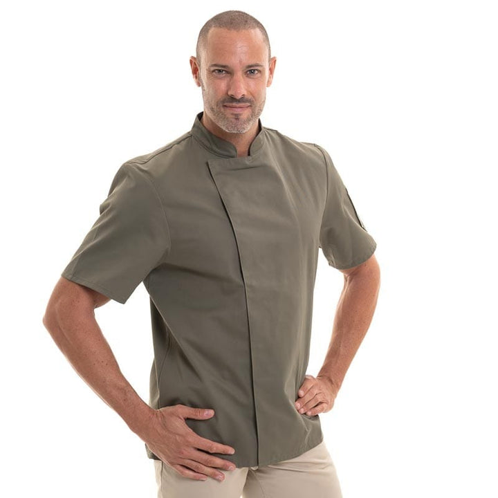 Khaki Short Sleeve Chef's Coat Nero - ROBUR -  by Robur | MANELLI``