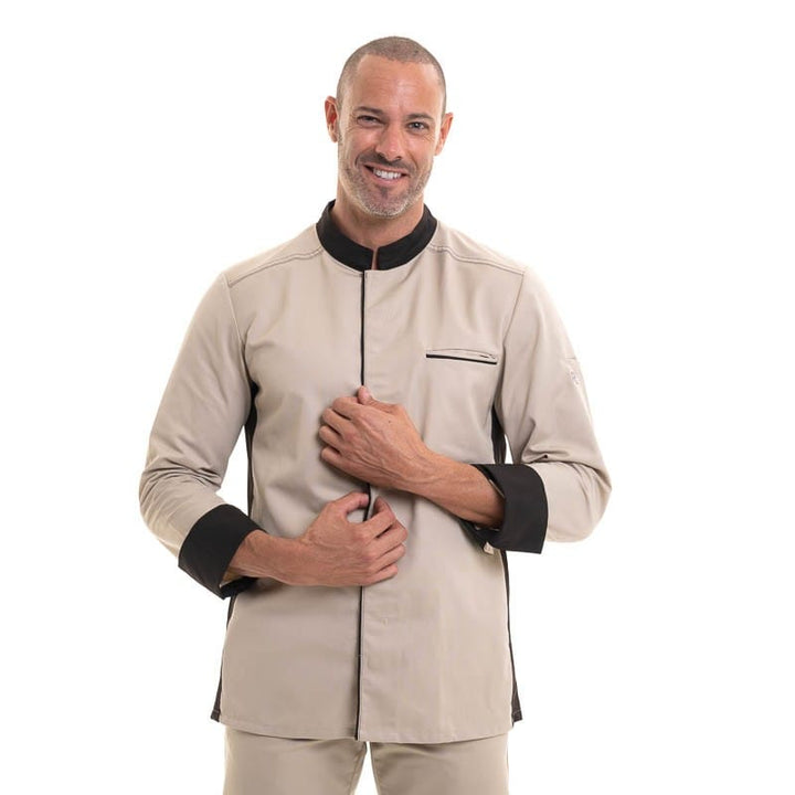 ABAX Kitchen Coat Ecru/Mocha Short Sleeves - ROBUR -  by Robur | MANELLI``