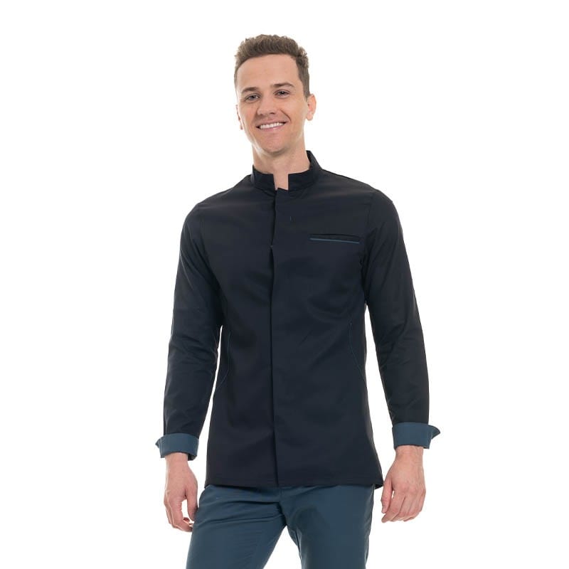 Men's Long Sleeve Black Chef Coat Dunes - ROBUR -  by Robur | MANELLI``