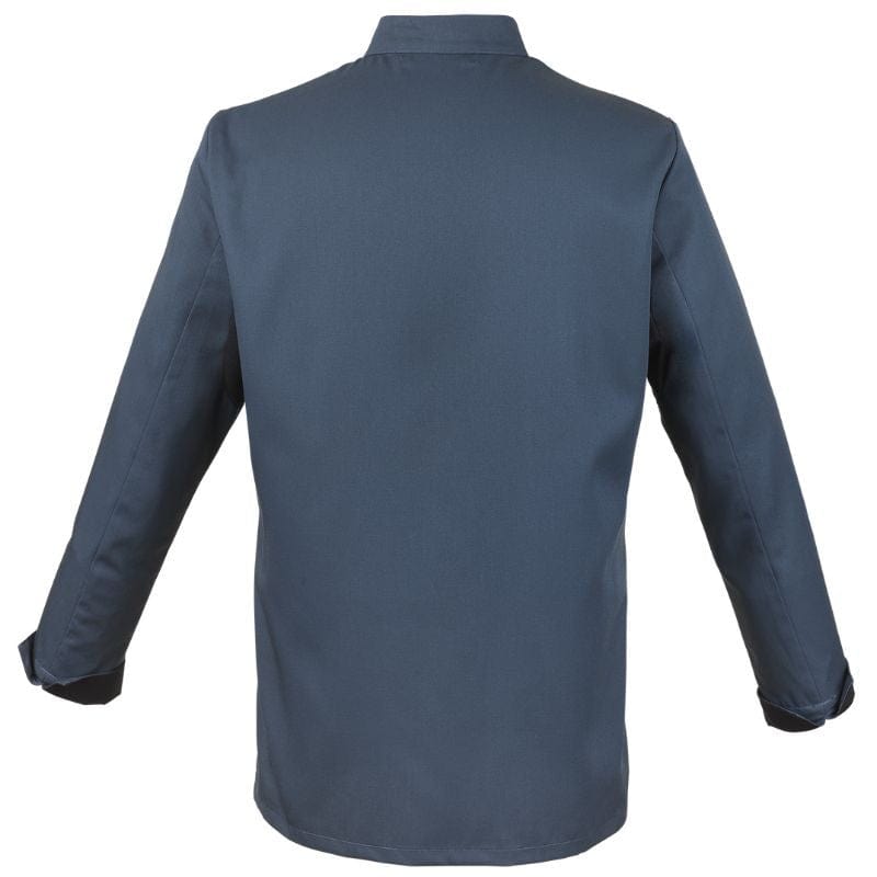 Men's Long Sleeve Ocean Blue Chef Coat With Black Piping  - ROBUR -  by Robur | MANELLI``