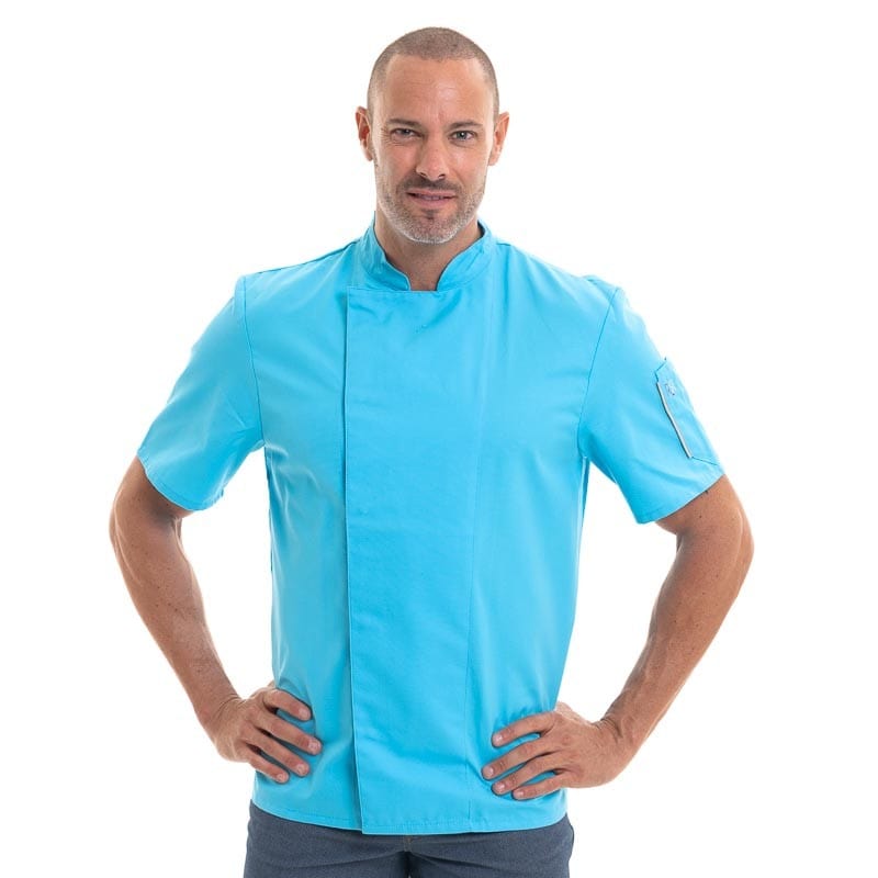 Men's Short Sleeve Blue Chef Coat Nero - ROBUR -  by Robur | MANELLI``