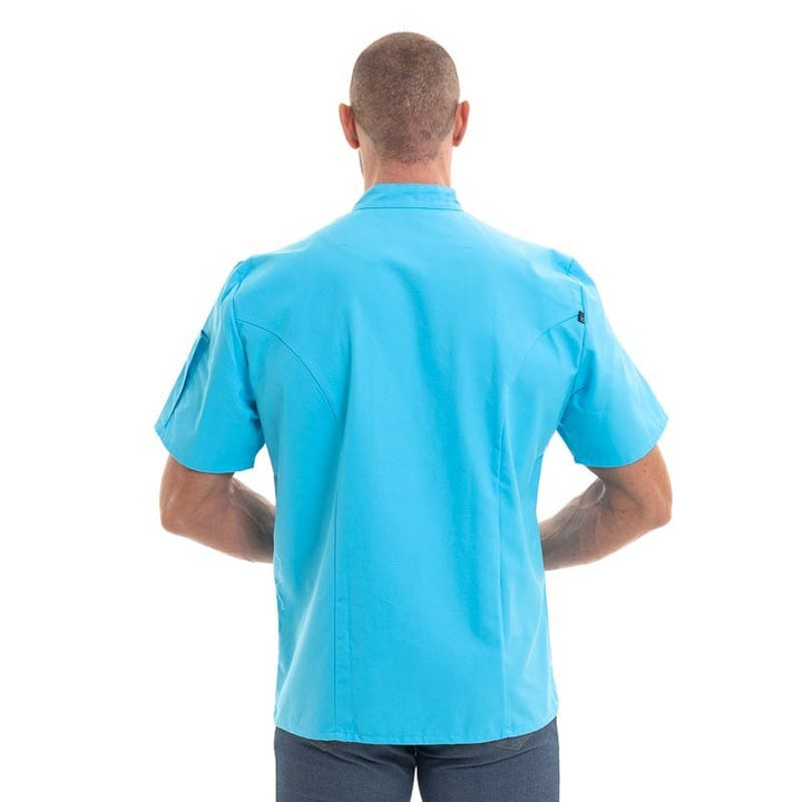 Men's Short Sleeve Blue Chef Coat Nero - ROBUR -  by Robur | MANELLI``