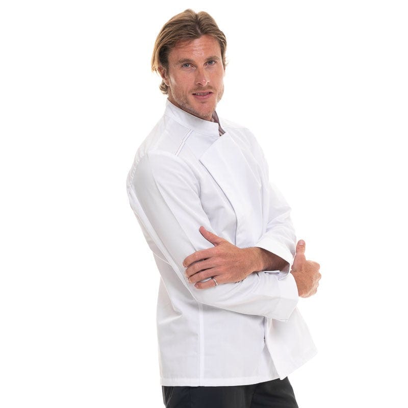 Men's White Long Sleeve Kitchen Coat Aspin - ROBUR -  by Robur | MANELLI``