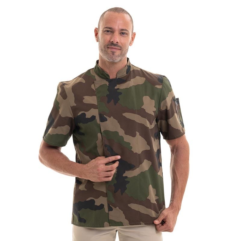 Nero Camouflage Short Sleeve Chef Coat - ROBUR -  by Robur | MANELLI``