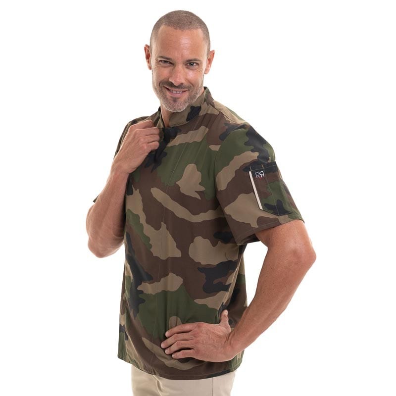 Nero Camouflage Short Sleeve Chef Coat - ROBUR -  by Robur | MANELLI``