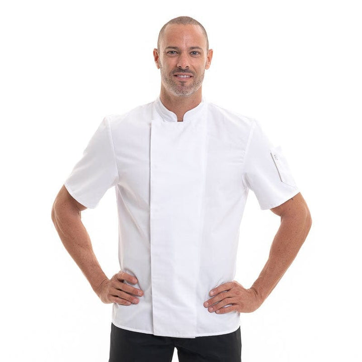 NERO Kitchen Coat Short Sleeves White Beige Facing - ROBUR -  by Robur | MANELLI``