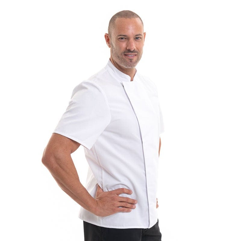 NERO Kitchen Coat Short Sleeves White Beige Facing - ROBUR -  by Robur | MANELLI``