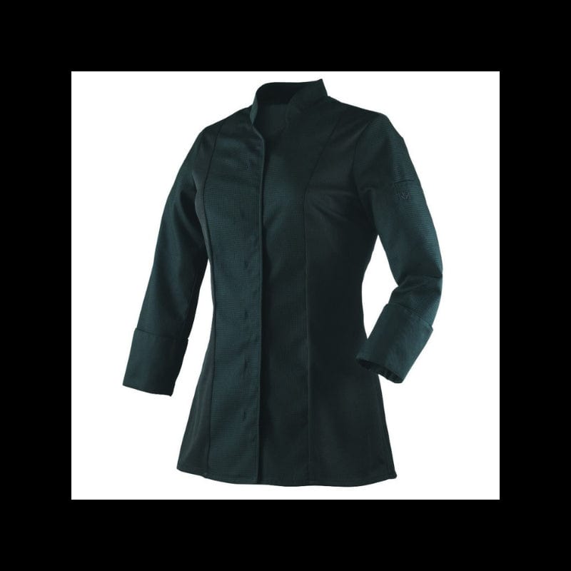 Women's Short Sleeves Black Kitchen Coat - Abella - ROBUR -  by Robur | MANELLI``