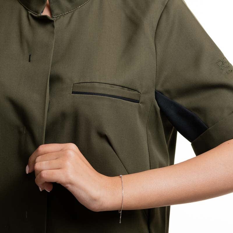 Short Sleeve Kitchen Coat ESCALE Olive/Black - ROBUR -  by Robur | MANELLI``