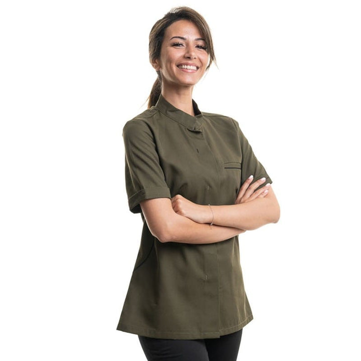 Short Sleeve Kitchen Coat ESCALE Olive/Black - ROBUR -  by Robur | MANELLI``