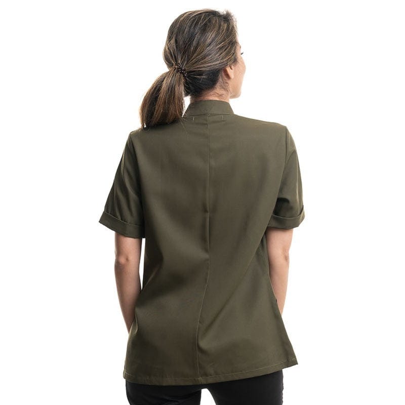 Short Sleeve Kitchen Coat ESCALE Olive/Black - ROBUR -  by Robur | MANELLI``