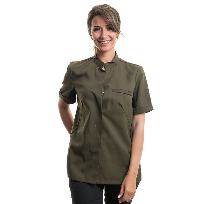 Short Sleeve Kitchen Coat ESCALE Olive/Black - ROBUR -  by Robur | MANELLI``