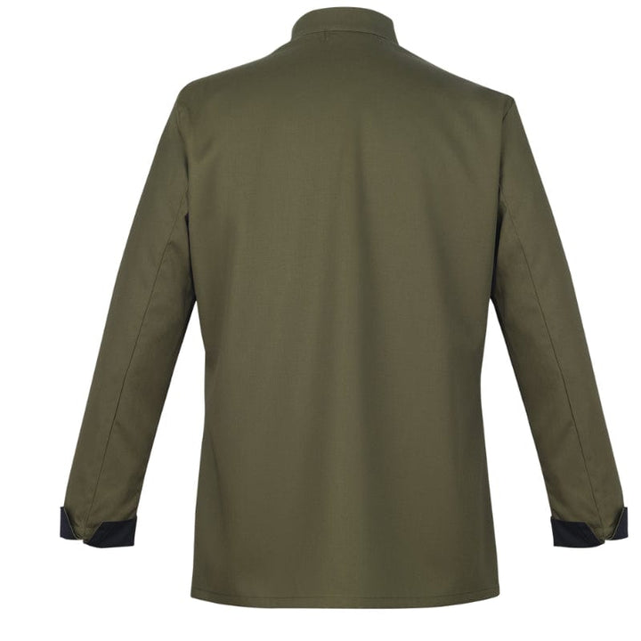 Men's Long Sleeve Khaki Chef Coat With Black Piping Dunes - ROBUR -  by Robur | MANELLI``