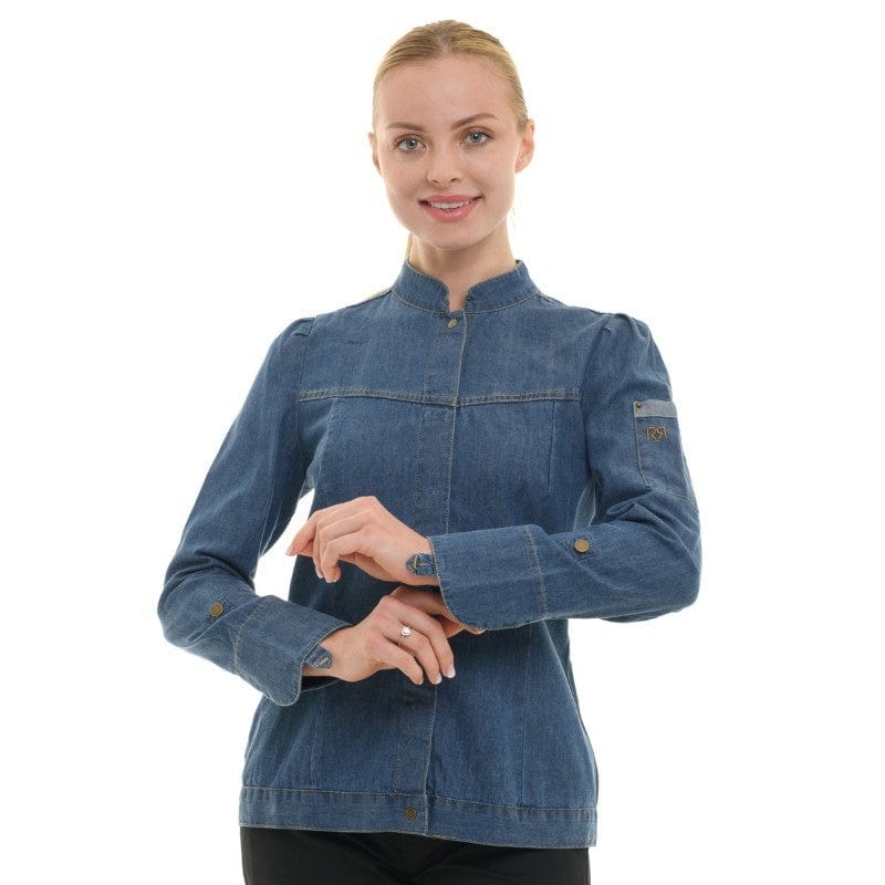 Women's Washed Denim Long Sleeve Kitchen Coat Holly - ROBUR -  by Robur | MANELLI``